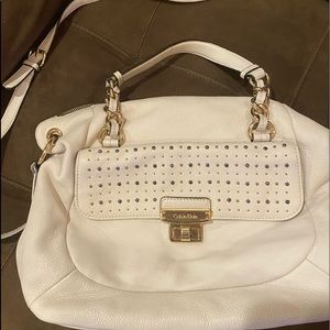 Calvin Klein White Soft Leather Handbag